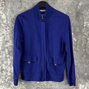 Amber Sun Petite Size S Mocked Neck Sweater Jacket Purple Long Sleeve Stretch